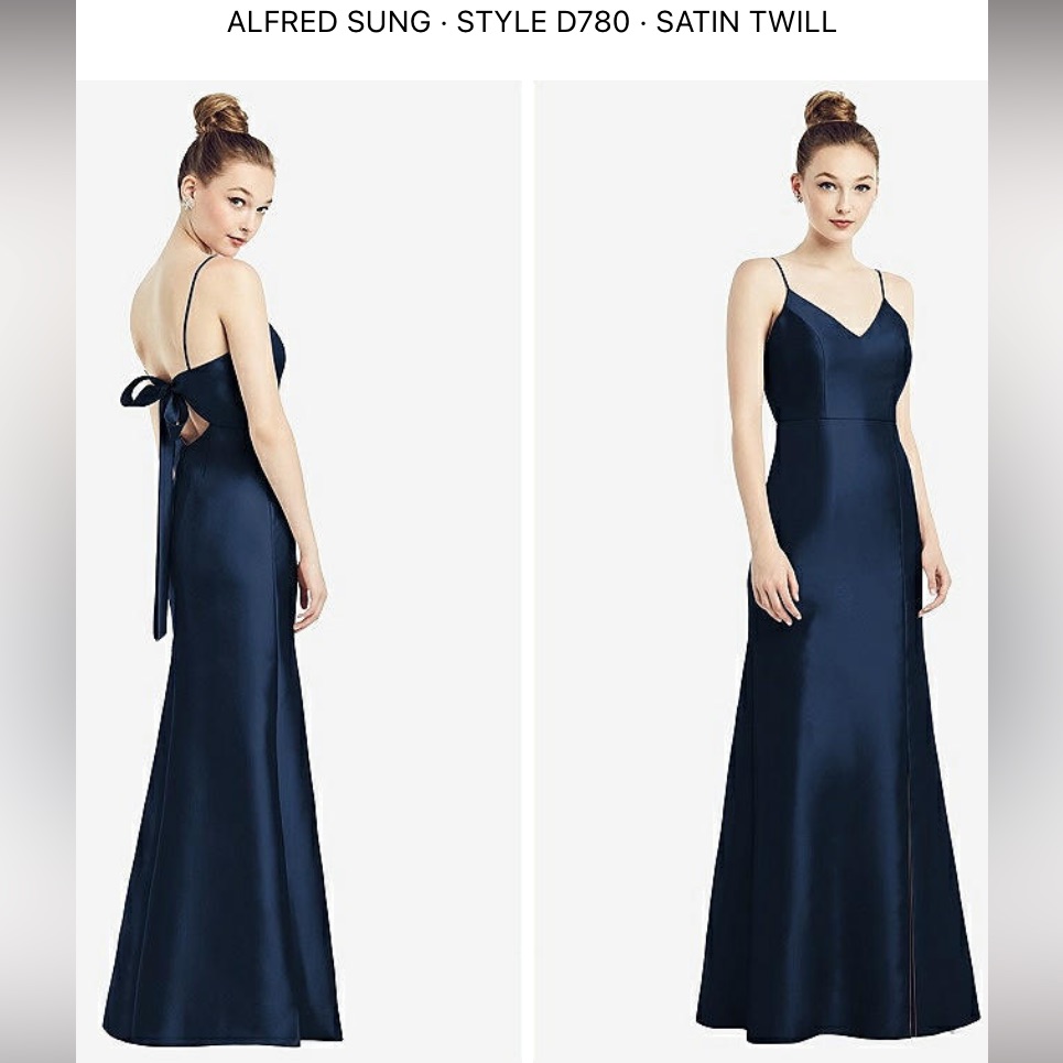 Alfred Sung Bridesmaid Dress: Midnight Blue (Size 4)